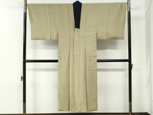 平和屋着物●男性　髭紬　アンサンブル・長襦袢セット　色無地　留紺色　正絹　逸品　CABE2087yc