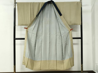 平和屋着物●男性　髭紬　アンサンブル・長襦袢セット　色無地　留紺色　正絹　逸品　CABE2087yc