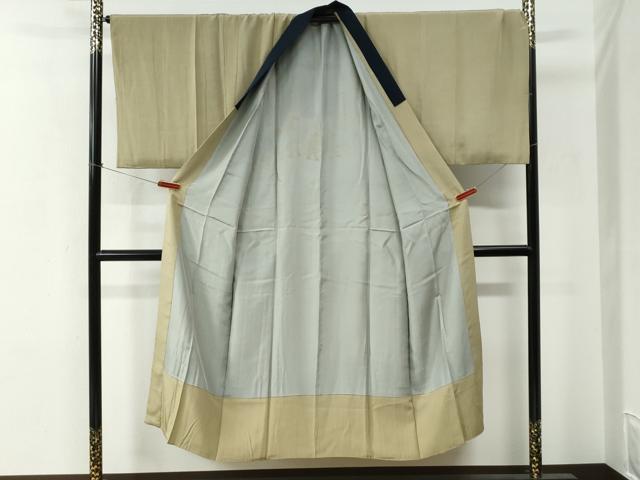 平和屋着物●男性　髭紬　アンサンブル・長襦袢セット　色無地　留紺色　正絹　逸品　CABE2087yc