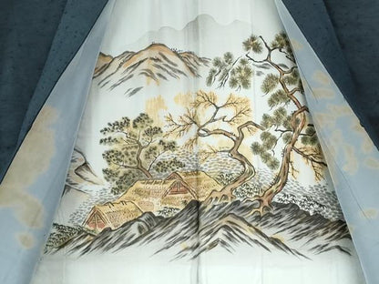 平和屋着物●男性　髭紬　アンサンブル・長襦袢セット　色無地　留紺色　正絹　逸品　CABE2087yc