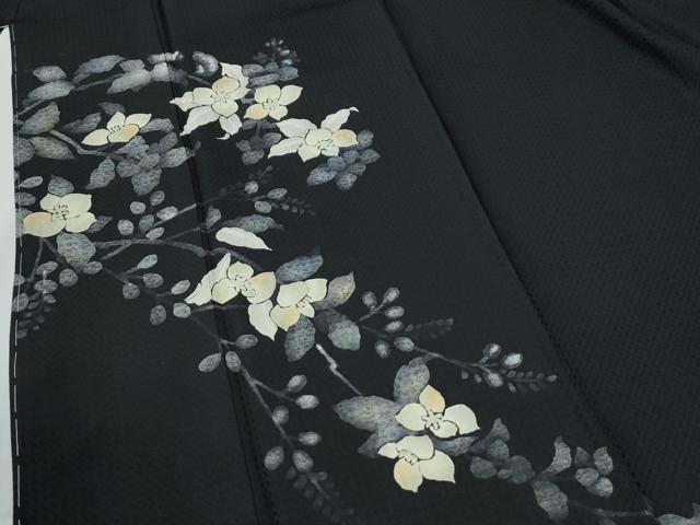 平和屋着物●訪問着　枝花文　黒地　正絹　逸品　未使用　CABE2090yc
