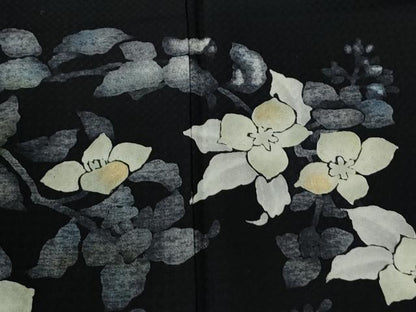 平和屋着物●訪問着　枝花文　黒地　正絹　逸品　未使用　CABE2090yc