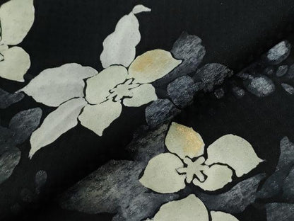 平和屋着物●訪問着　枝花文　黒地　正絹　逸品　未使用　CABE2090yc