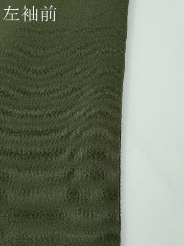 平和屋着物●上質な色無地　草色　鬼しぼ縮緬　正絹　逸品　CABE2091yc