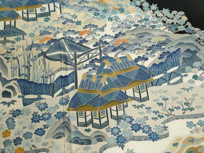 平和屋着物●本加賀友禅作家　百貫華峰　黒留袖　樹林風景文　正絹　逸品　CABE2095yc