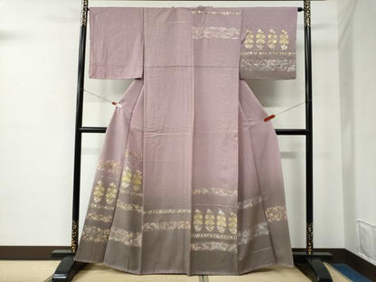 平和屋着物●訪問着　横段草花文　暈し染め　金彩　正絹　逸品　未使用　CABE2098yc