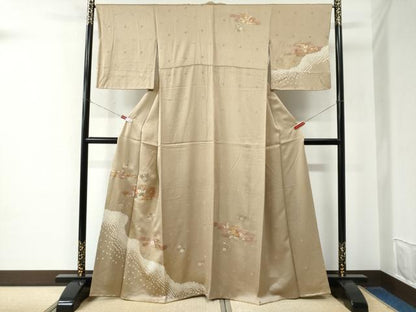 平和屋着物●訪問着　絞り　刺繍　エ霞花唐草文　金彩　正絹　逸品　CABE2101yc