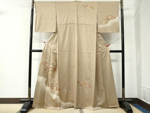 平和屋着物●訪問着　絞り　刺繍　エ霞花唐草文　金彩　正絹　逸品　CABE2101yc