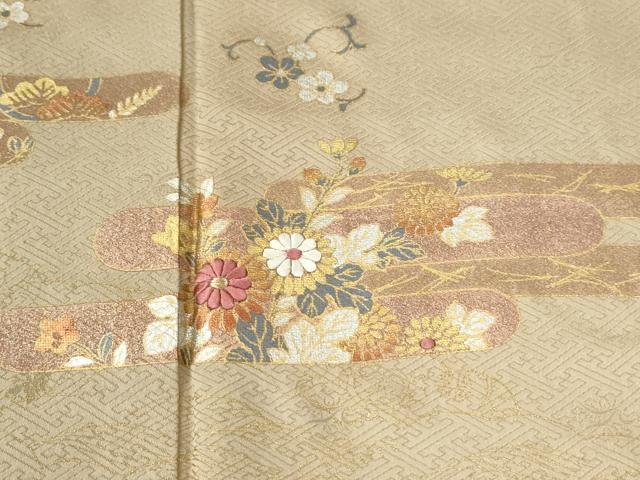 平和屋着物●訪問着　絞り　刺繍　エ霞花唐草文　金彩　正絹　逸品　CABE2101yc