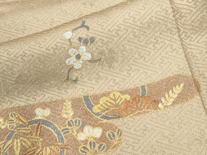 平和屋着物●訪問着　絞り　刺繍　エ霞花唐草文　金彩　正絹　逸品　CABE2101yc