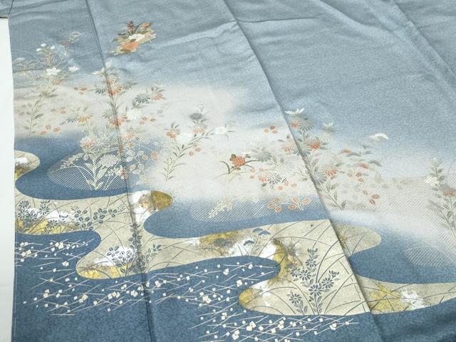 平和屋着物●訪問着　刺繍　花筏文　暈し染め　金銀彩　西武百貨店扱い　正絹　逸品　未使用　CABE2103yc