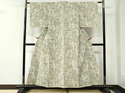 平和屋着物●上質な小紋　型染　萩　鬼しぼ縮緬　高島屋金ラベル　正絹　逸品　未使用　CABE2104yc