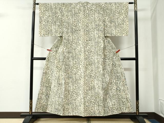 平和屋着物●上質な小紋　型染　萩　鬼しぼ縮緬　高島屋金ラベル　正絹　逸品　未使用　CABE2104yc