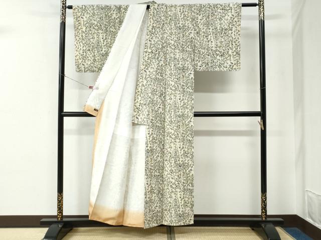 平和屋着物●上質な小紋　型染　萩　鬼しぼ縮緬　高島屋金ラベル　正絹　逸品　未使用　CABE2104yc