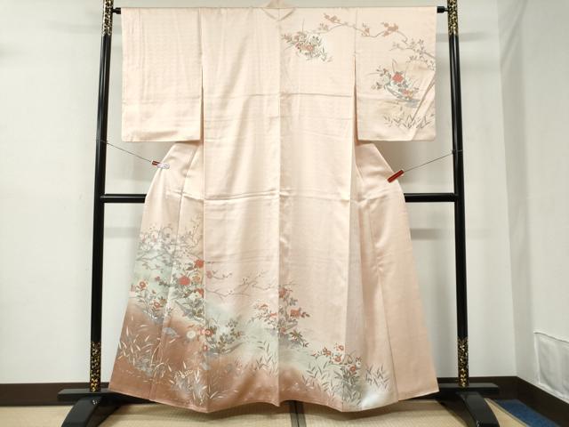 平和屋着物●訪問着　立波舟枝花文　暈し染め　金彩　正絹　逸品　CABE2105yc