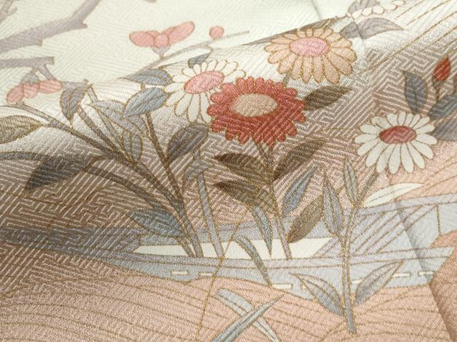 平和屋着物●訪問着　立波舟枝花文　暈し染め　金彩　正絹　逸品　CABE2105yc