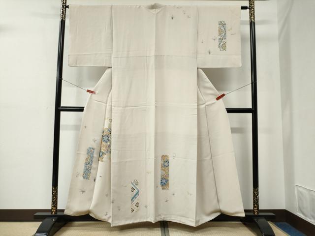 平和屋着物●訪問着　舞蝶短冊花唐草文　金彩　正絹　逸品　CABE2107yc