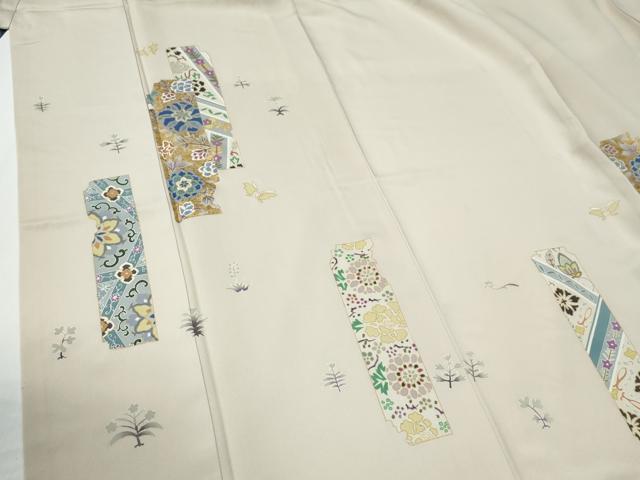 平和屋着物●訪問着　舞蝶短冊花唐草文　金彩　正絹　逸品　CABE2107yc