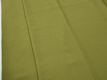 平和屋着物●上質な色無地　鶯色　正絹　逸品　CABE2109yc
