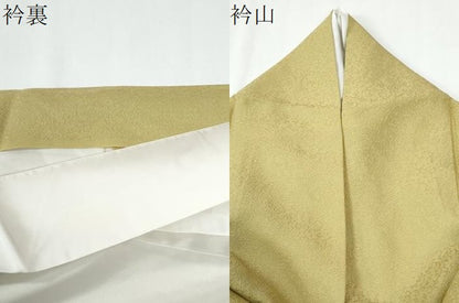 平和屋着物●上質な色無地　花唐草地紋　枯草色　正絹　逸品　CABE2110yc
