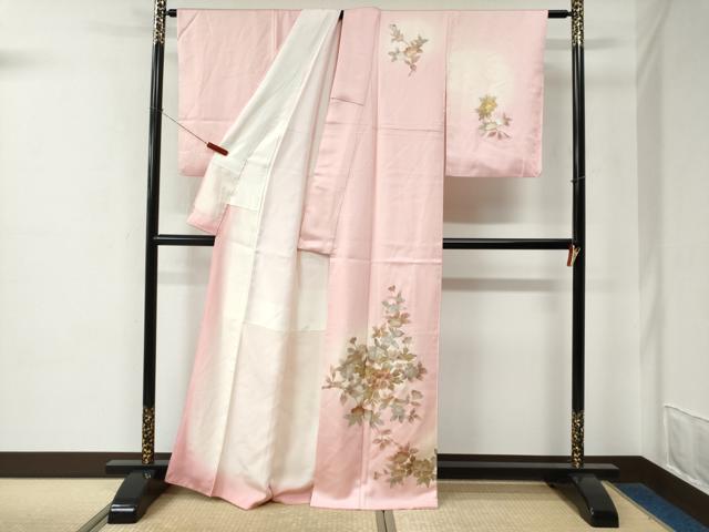 平和屋着物●訪問着　作家物　枝牡丹　暈し染め　金彩　正絹　逸品　CABE2111yc