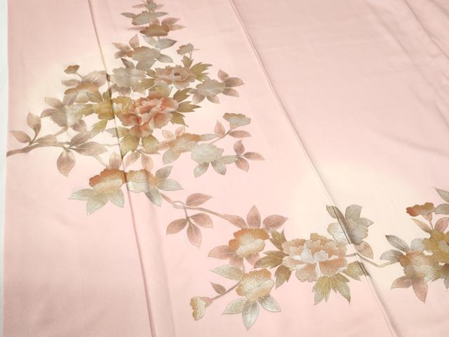 平和屋着物●訪問着　作家物　枝牡丹　暈し染め　金彩　正絹　逸品　CABE2111yc