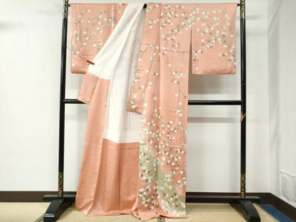 平和屋着物●訪問着　駒刺繍　楓　竹　葡萄　暈し染め　金彩　正絹　逸品　CABE2112yc