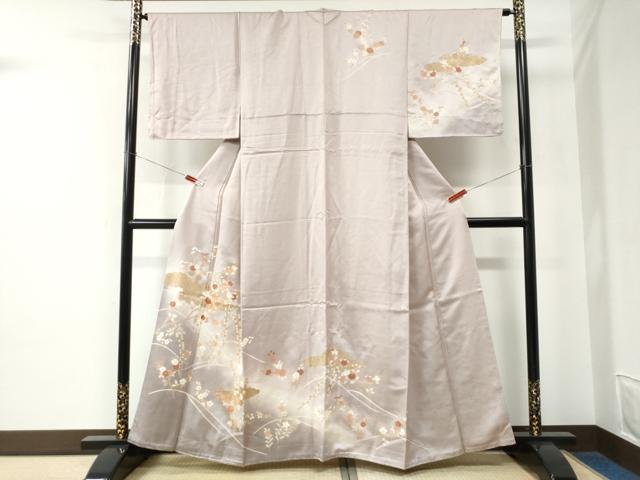 平和屋着物●訪問着　駒刺繍　雲取り枝橘草花文　暈し染め　金彩　三越扱い　正絹　逸品　CABE2114yc