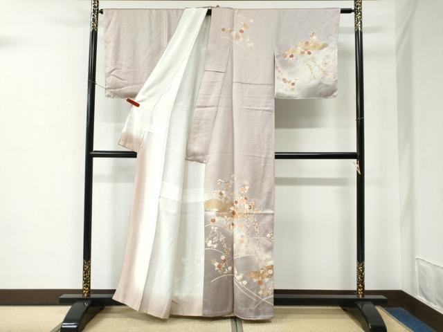 平和屋着物●訪問着　駒刺繍　雲取り枝橘草花文　暈し染め　金彩　三越扱い　正絹　逸品　CABE2114yc