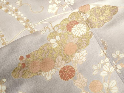 平和屋着物●訪問着　駒刺繍　雲取り枝橘草花文　暈し染め　金彩　三越扱い　正絹　逸品　CABE2114yc