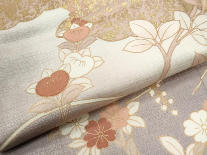 平和屋着物●訪問着　駒刺繍　雲取り枝橘草花文　暈し染め　金彩　三越扱い　正絹　逸品　CABE2114yc