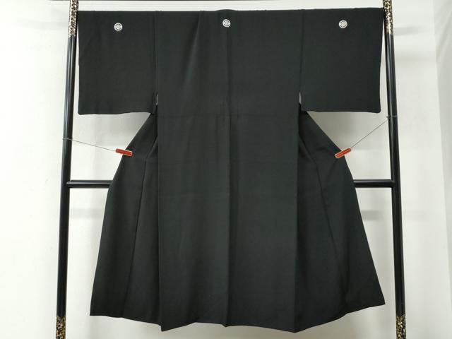 平和屋着物●男性　黒紋付　正絹　逸品　CABE2121yc