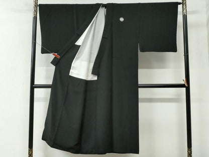 平和屋着物●男性　黒紋付　正絹　逸品　CABE2121yc
