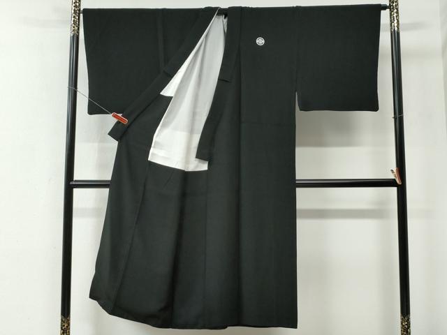 平和屋着物●男性　黒紋付　正絹　逸品　CABE2121yc