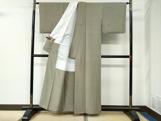 平和屋着物●江戸小紋　万筋　利休白茶色×樺茶色　正絹　逸品　CABE2123yc