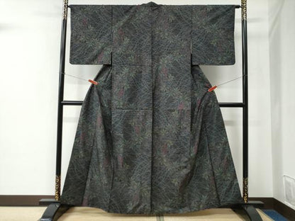 平和屋着物●本場大島紬　9マルキ　枝花文　正絹　逸品　CABE2124yc