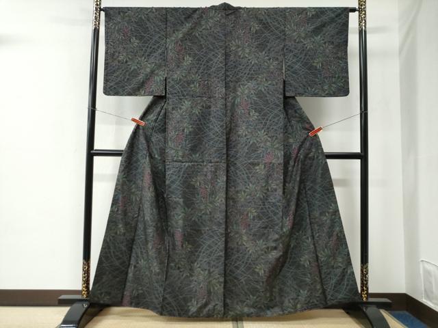 平和屋着物●本場大島紬　9マルキ　枝花文　正絹　逸品　CABE2124yc