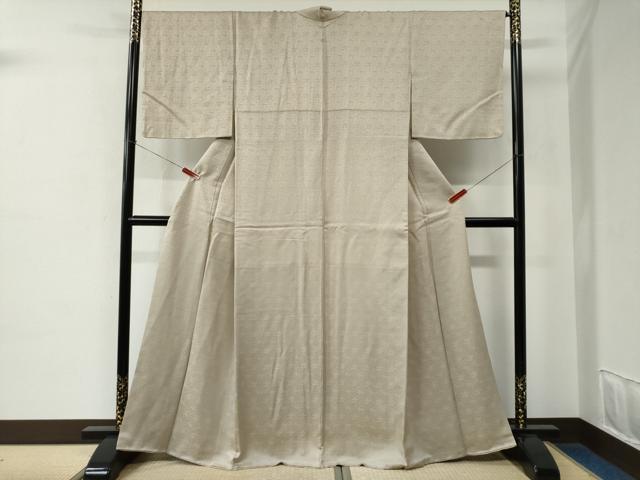 平和屋着物●上質な色無地　紗綾形草花地紋　浅黄色　正絹　逸品　CABE2128yc
