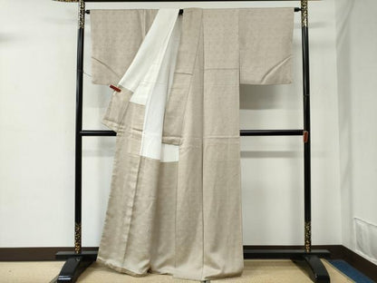 平和屋着物●上質な色無地　紗綾形草花地紋　浅黄色　正絹　逸品　CABE2128yc