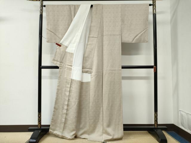 平和屋着物●上質な色無地　紗綾形草花地紋　浅黄色　正絹　逸品　CABE2128yc