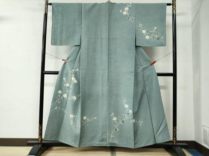 平和屋着物●訪問着　紬地　友禅　枝花文　正絹　逸品　CABE2131yc