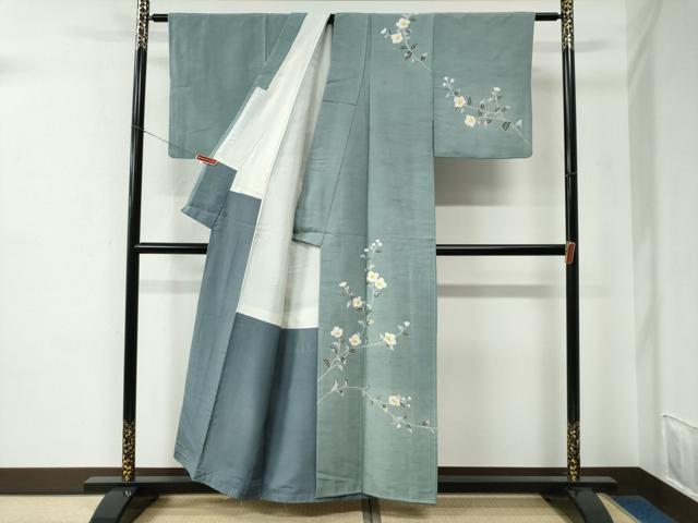 平和屋着物●訪問着　紬地　友禅　枝花文　正絹　逸品　CABE2131yc