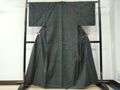 平和屋着物●本場大島紬　9マルキ　花唐草間道　正絹　逸品　未使用　CABE2132yc