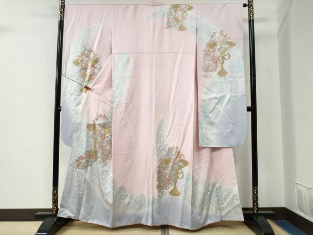 平和屋着物●豪華振袖　陶器更紗花唐草文　暈し染め　金銀彩　正絹　逸品　CABE2135yc