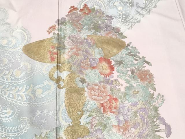 平和屋着物●豪華振袖　陶器更紗花唐草文　暈し染め　金銀彩　正絹　逸品　CABE2135yc