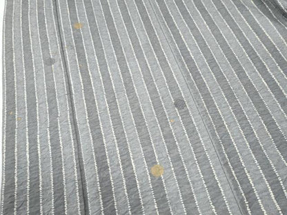 平和屋着物●日本舞踊家 岩井流宗元 岩井友見 訪問着 紬地 杢目絞り 縞 雪輪文 金彩 さが美扱い ロング丈 正絹 逸品 CABE2136yc