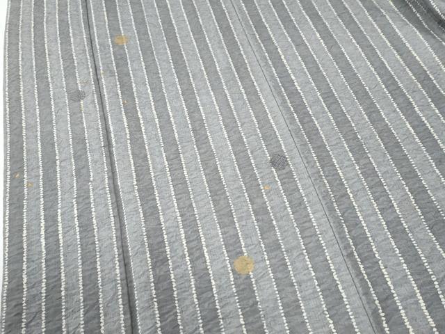 平和屋着物●日本舞踊家 岩井流宗元 岩井友見 訪問着 紬地 杢目絞り 縞 雪輪文 金彩 さが美扱い ロング丈 正絹 逸品 CABE2136yc