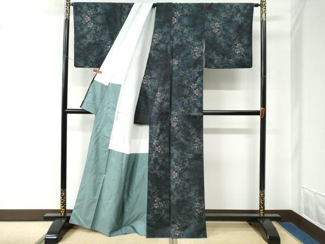 平和屋着物●本場大島紬　9マルキ　草花文　正絹　逸品　CABE2138yc