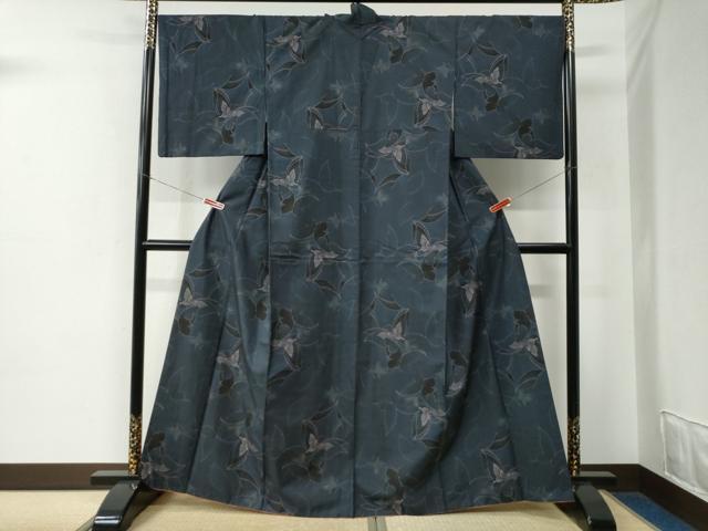平和屋着物●本場大島紬　9マルキ　舞蝶文　正絹　逸品　CABE2139yc