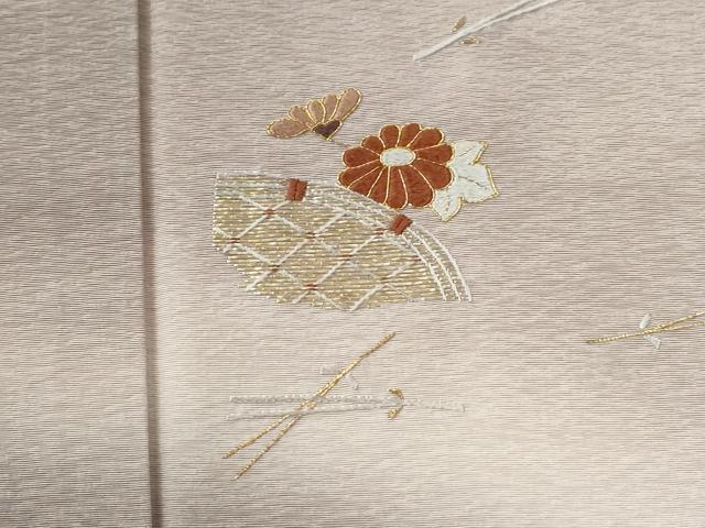 平和屋着物●訪問着　総刺繍　駒刺繍　竹屋町刺繍　吹き寄せ籬舞花文　暈し染め　金糸　正絹　逸品　CABE2142yc